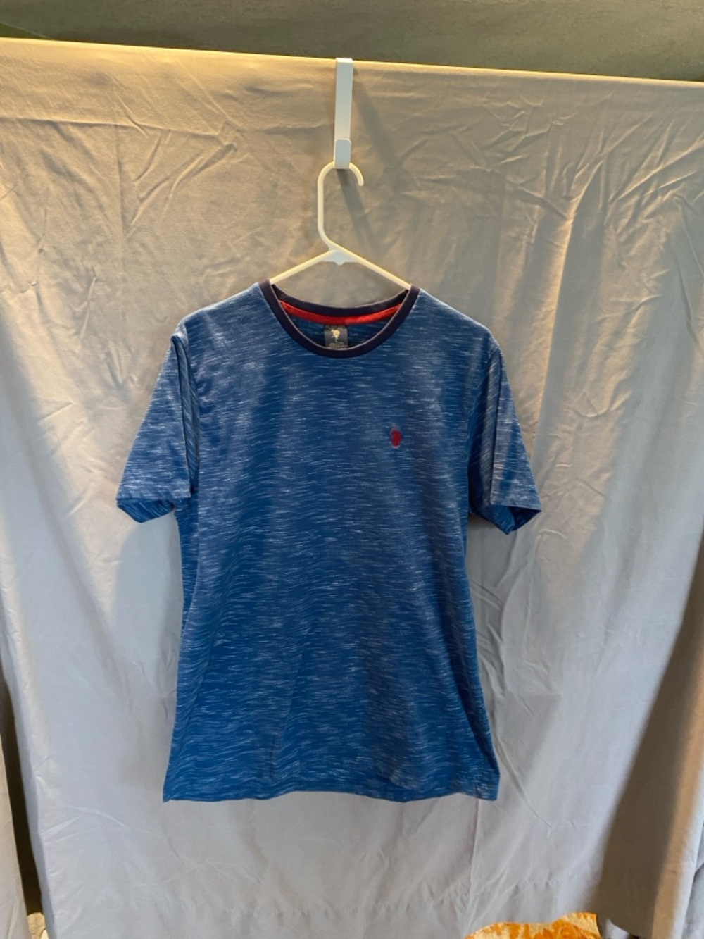 U.S. Polo Assn. Blue Heather Crew Neck T-Shirt with Red Logo